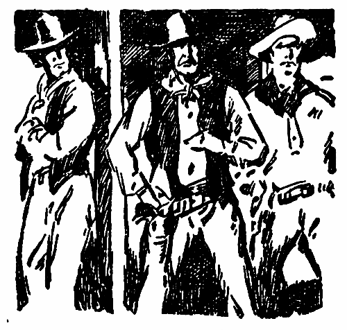 three cowboys standing